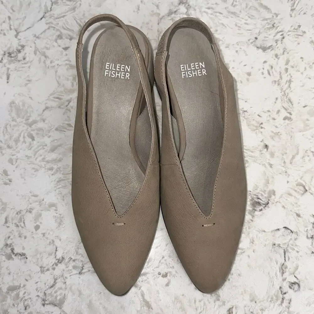 EILEEN FISHER Devi Tumbled Nubuck Leather Slingback